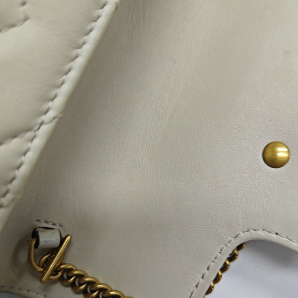GG Marmont Mini Quilted Calfskin White