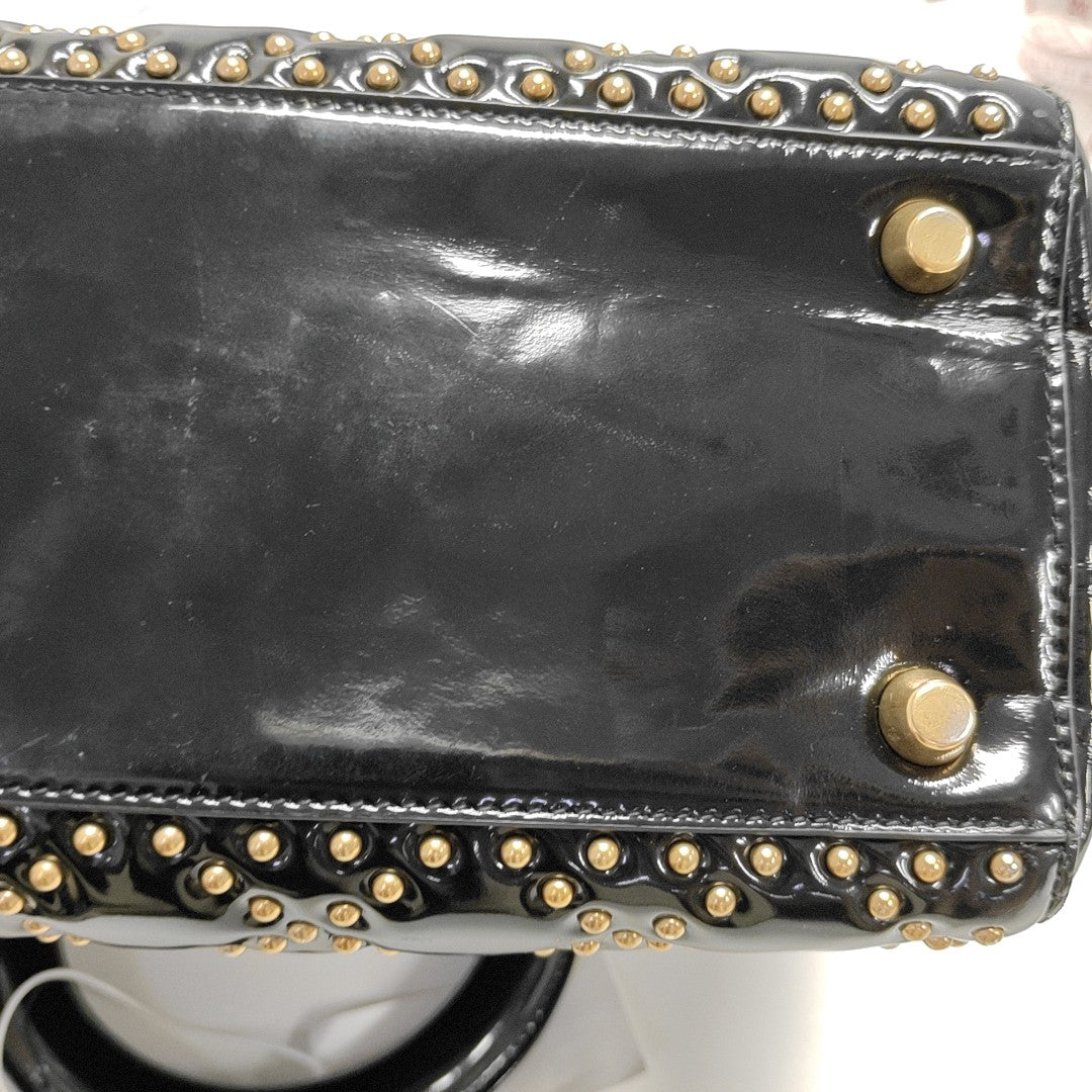 Lady Dior Medium Quilted Patent Leather Black