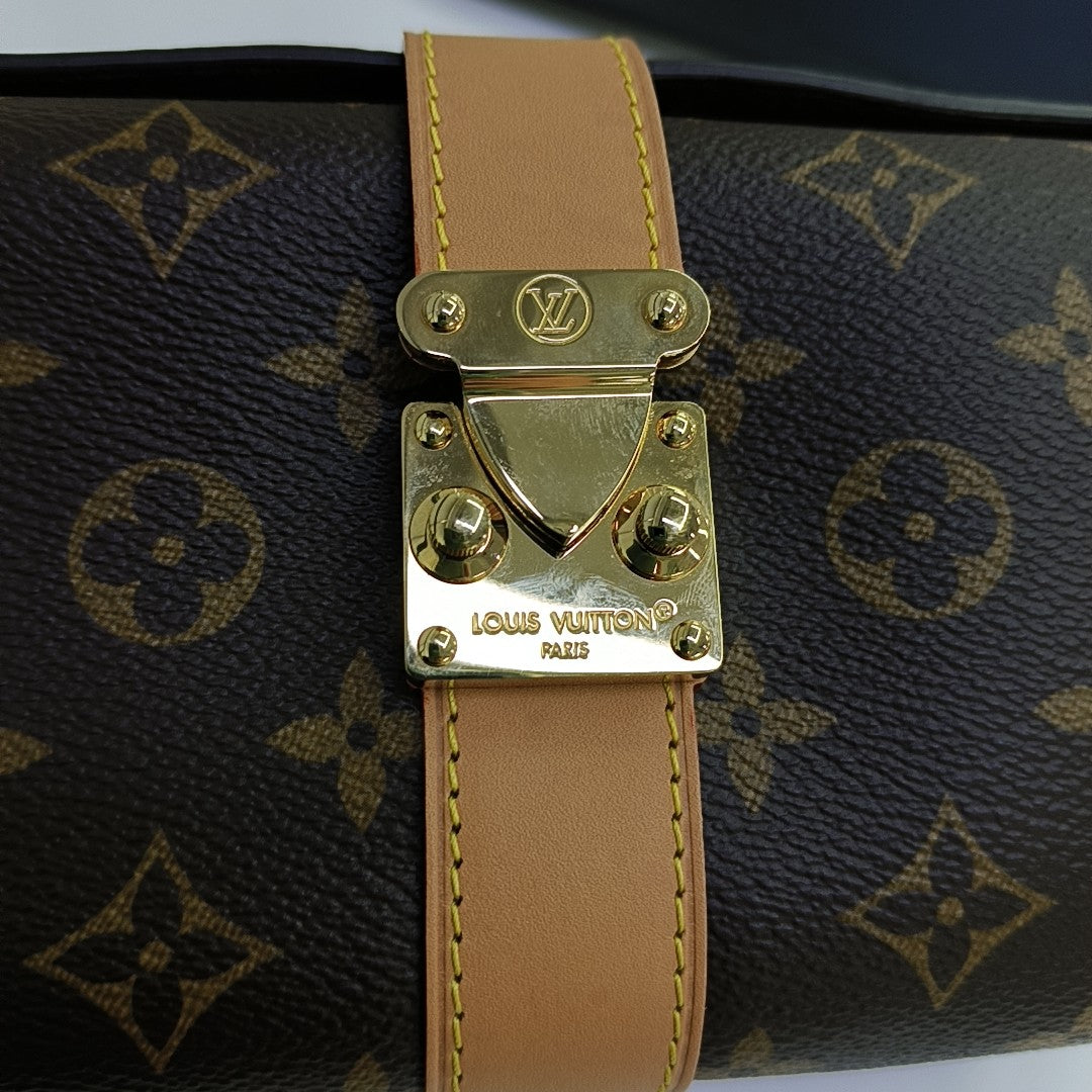Pochette Mia Monogram Coated Canvas Brown
