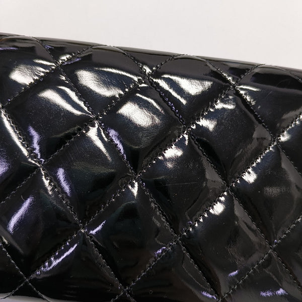 Quilted Patent Leather Wallet Black