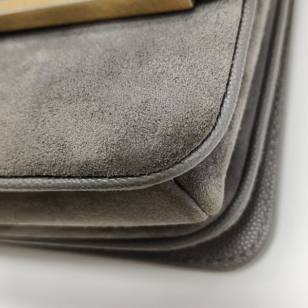 Quilted Grained Calfskin Gray