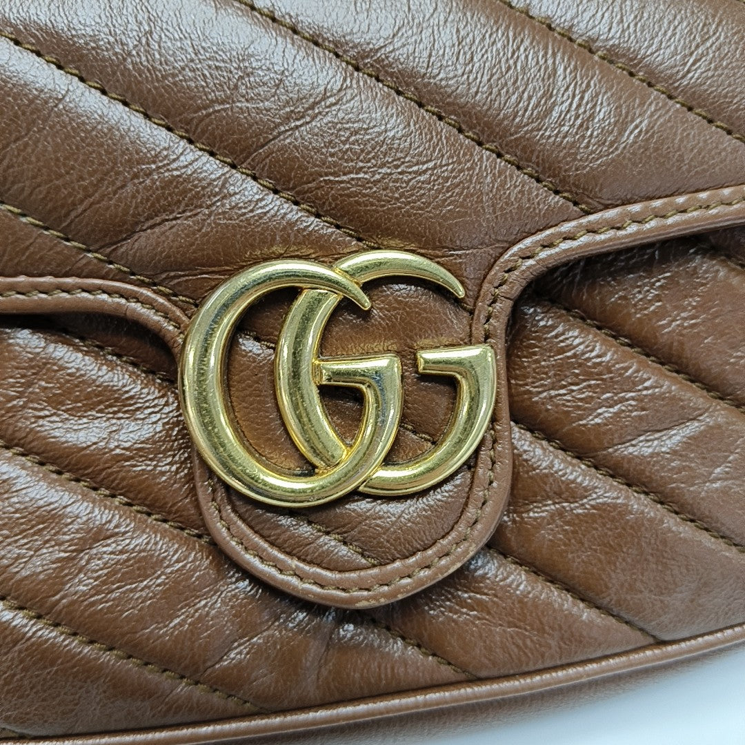 GG Marmont Mini Quilted Calfskin Brown