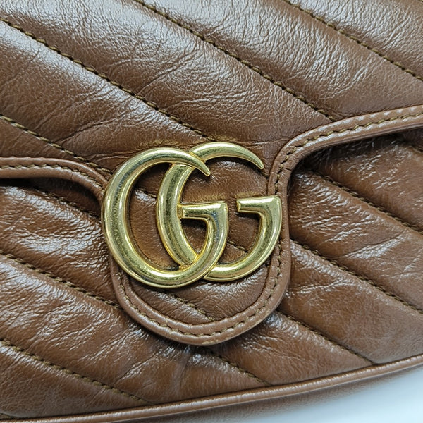 GG Marmont Mini Quilted Calfskin Brown