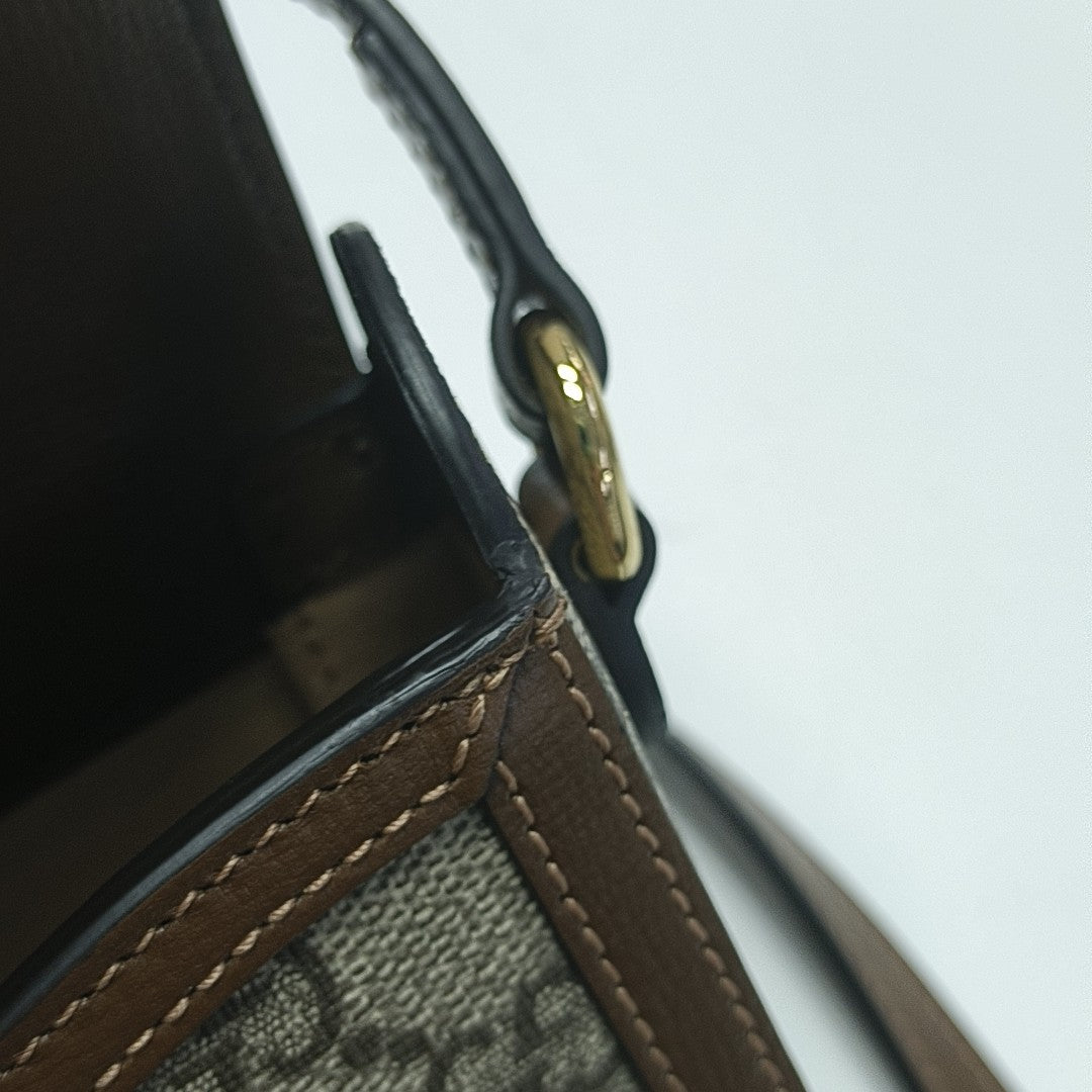 Horsebit 1955 Mini Monogram Coated Canvas Beige