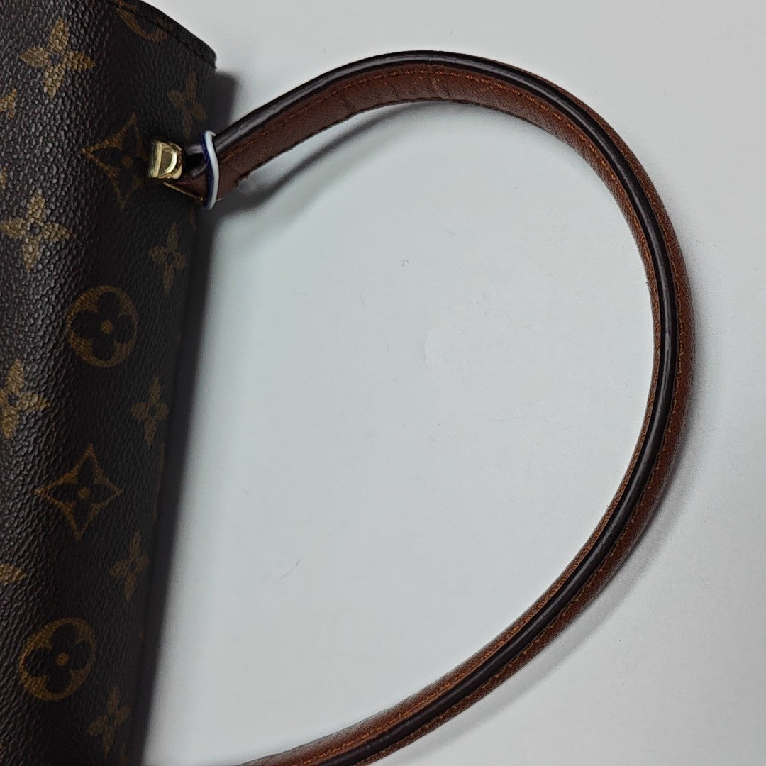Coated Canvas Top Handle Bag Brown