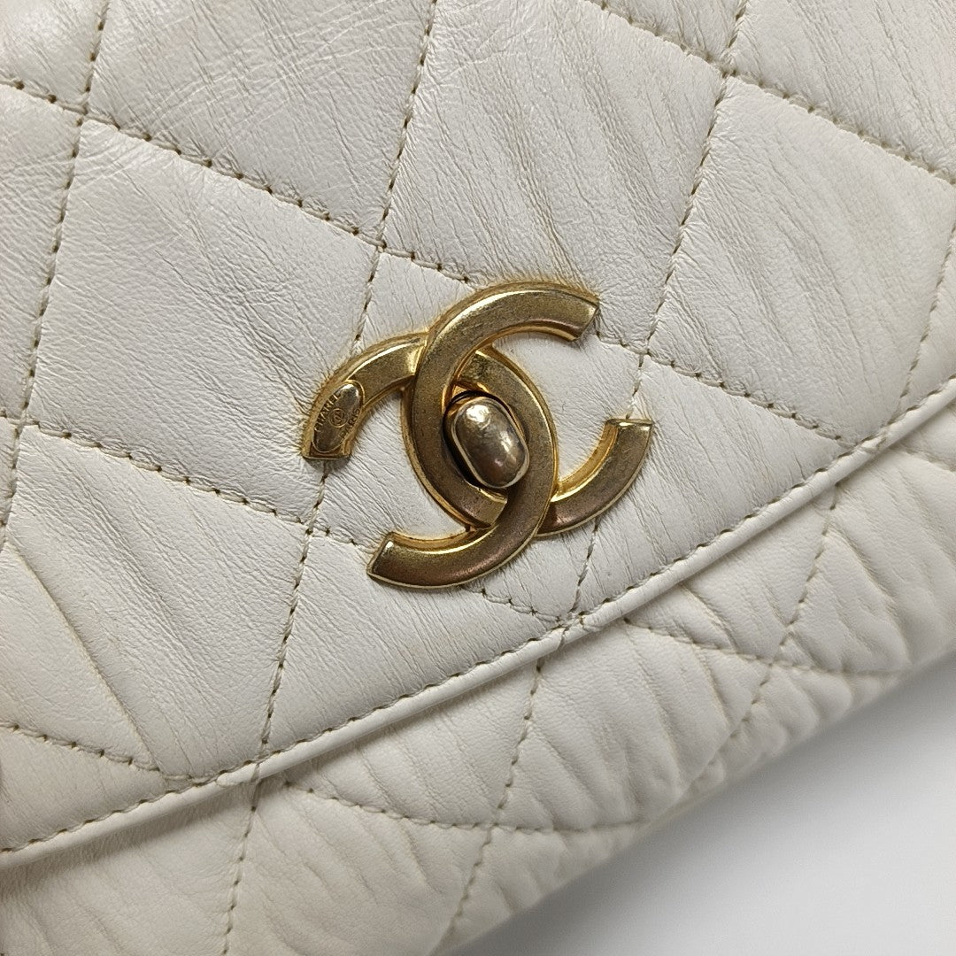 COCO HANDLE Mini Quilted Lambskin White