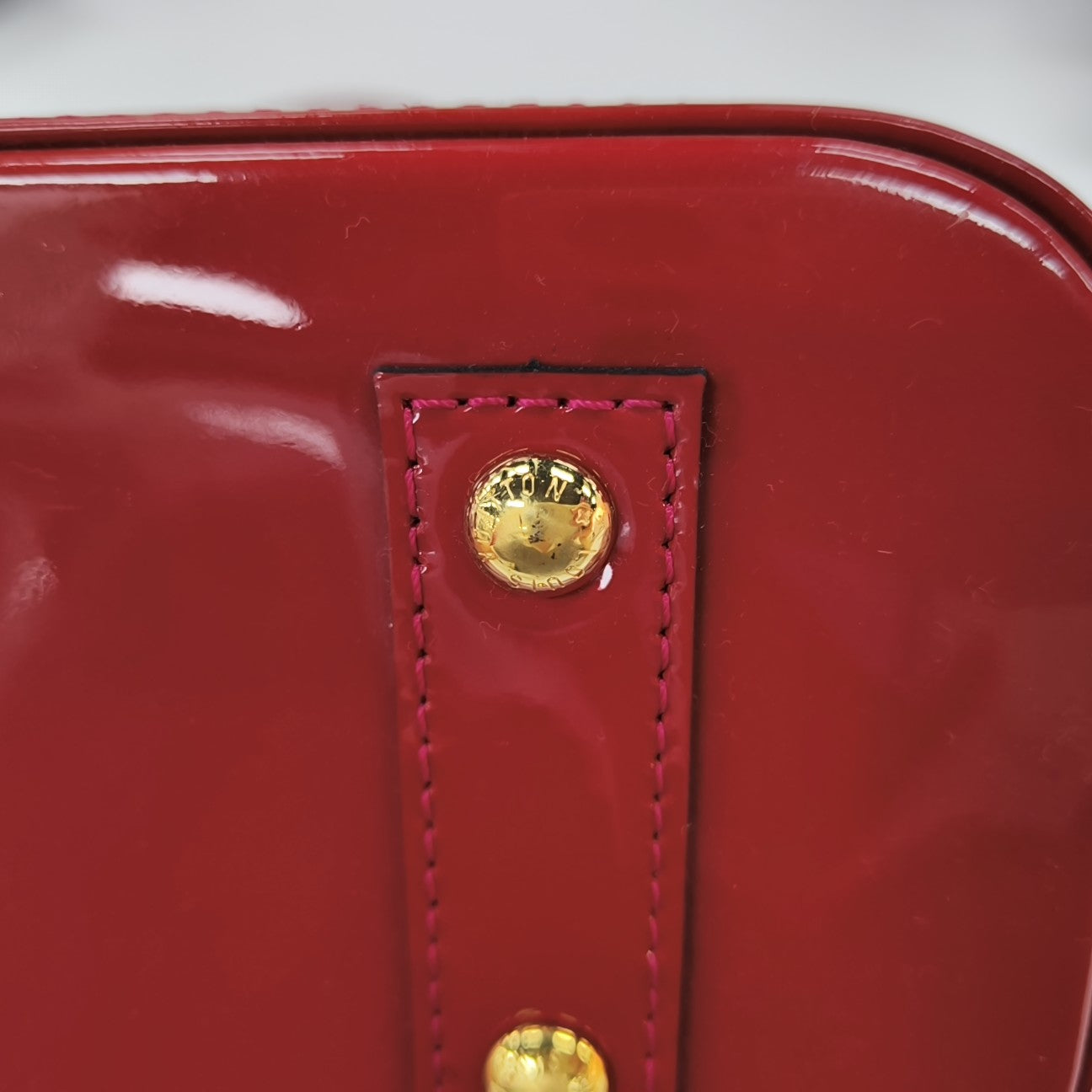 ALMA BB Monogram Patent Leather Red