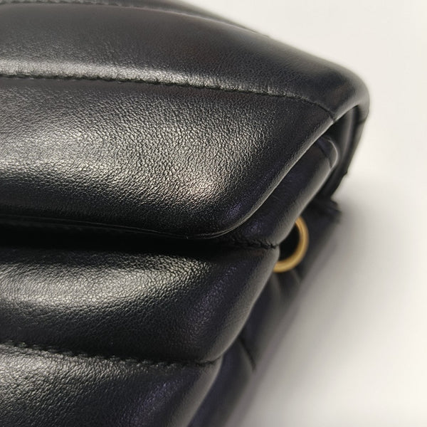 LOULOU Extra Small Chevron Calfskin Black
