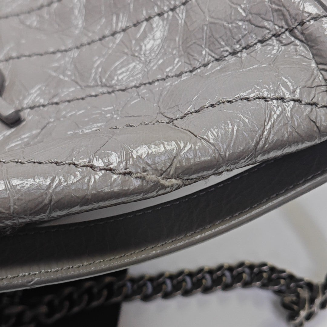 NIKI Medium Chevron Calfskin Gray