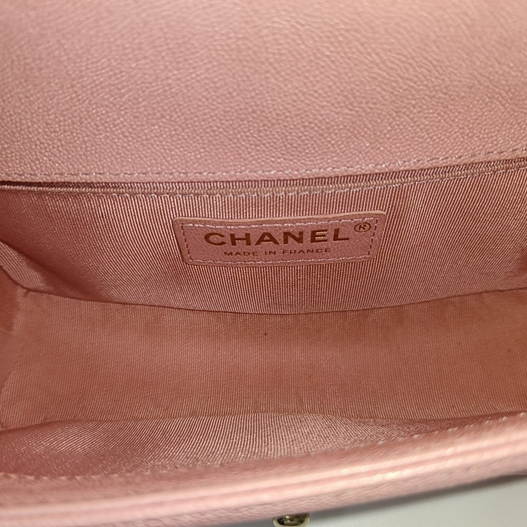BOY CHANEL Mini Quilted Grained Calfskin Pink