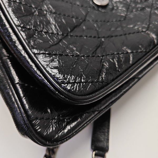 NIKI Medium Chevron Calfskin Black