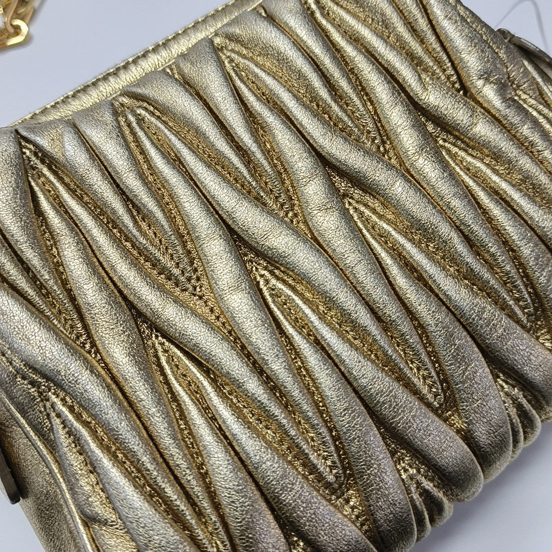 Quilted Lambskin Shoulder Bag Gold