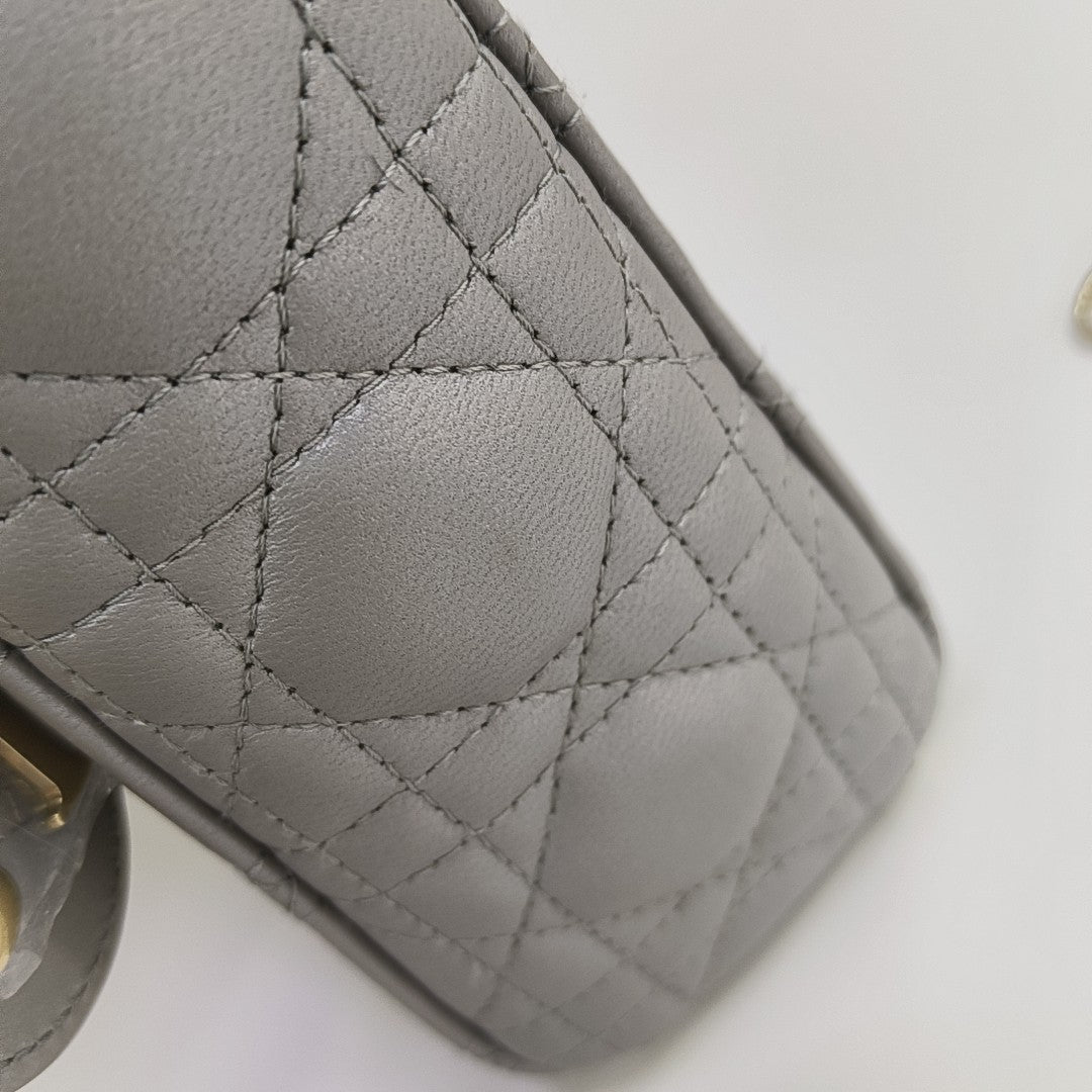 Lady Dior Mini Cannage Lambskin Gray