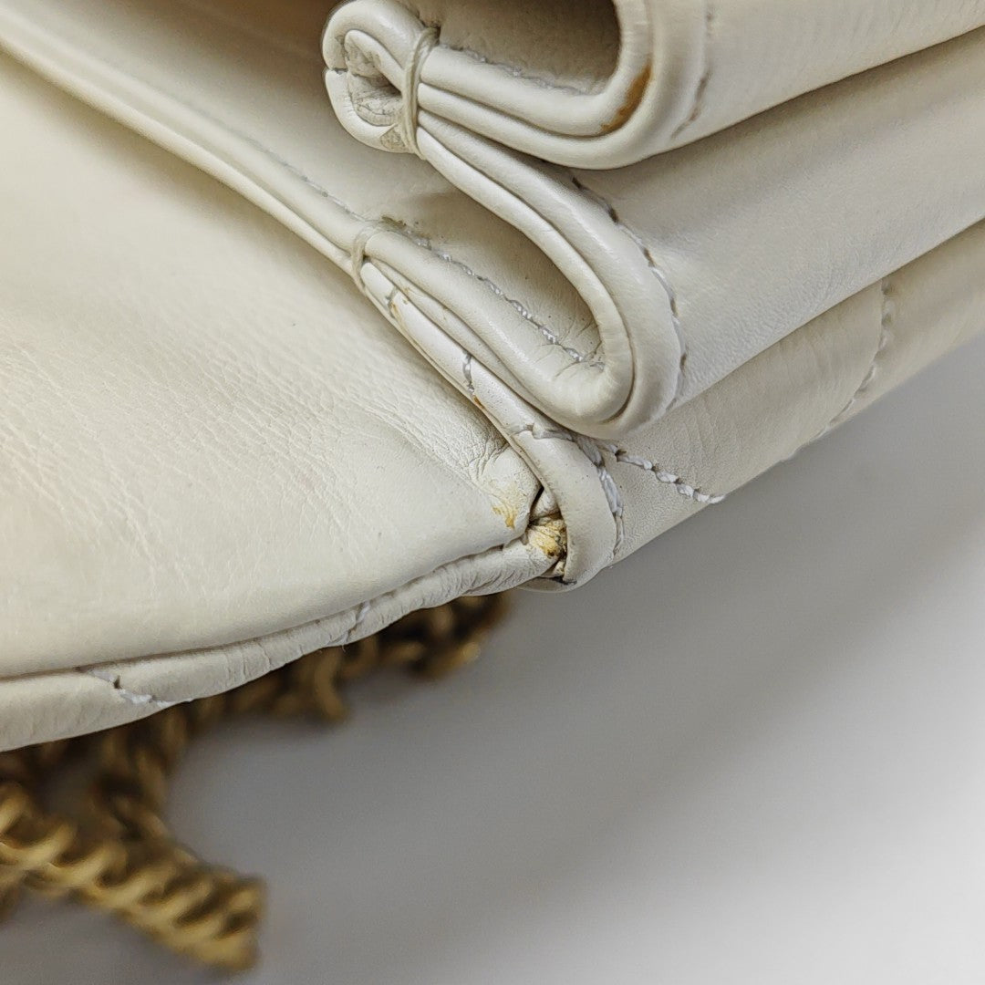 Quilted Calfskin Shoulder Bag White