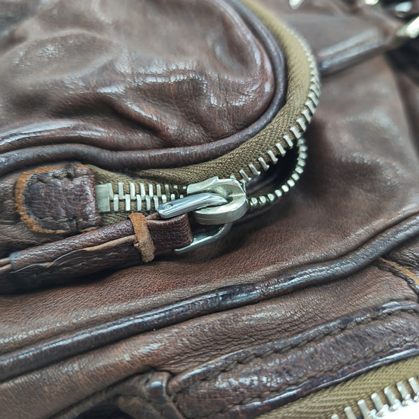 Calfskin Top Handle Bag Brown