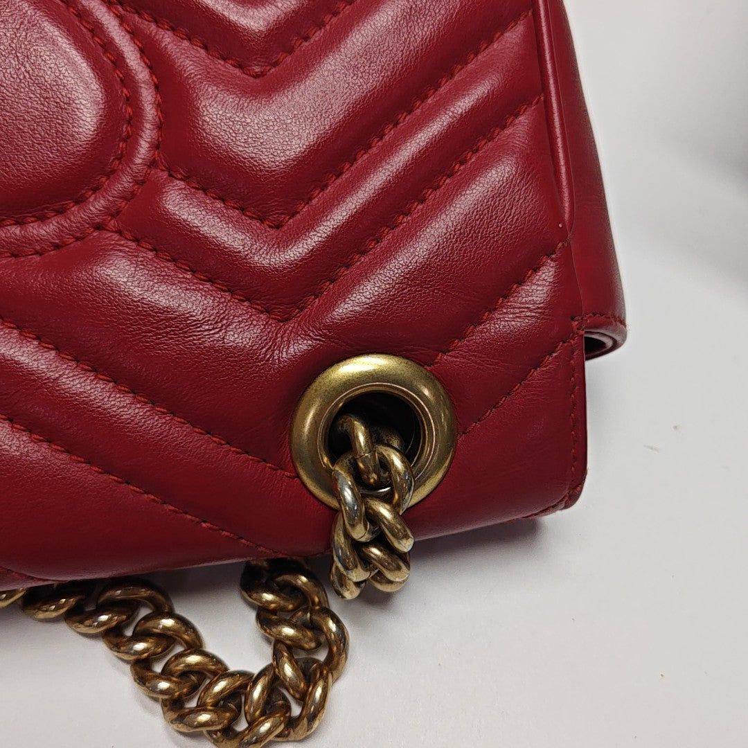 GG Marmont Small Quilted Calfskin Red