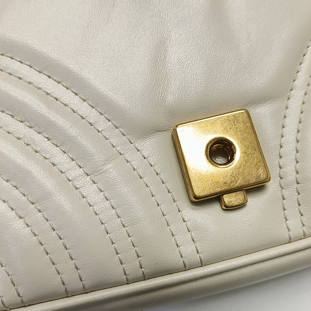 GG Marmont Small Quilted Calfskin White