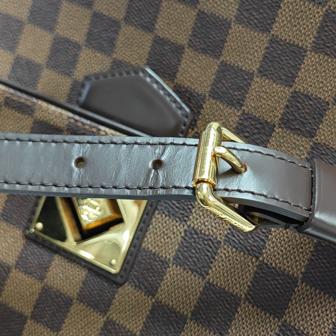BERGAMO MM Damier Ebene Coated Canvas Brown