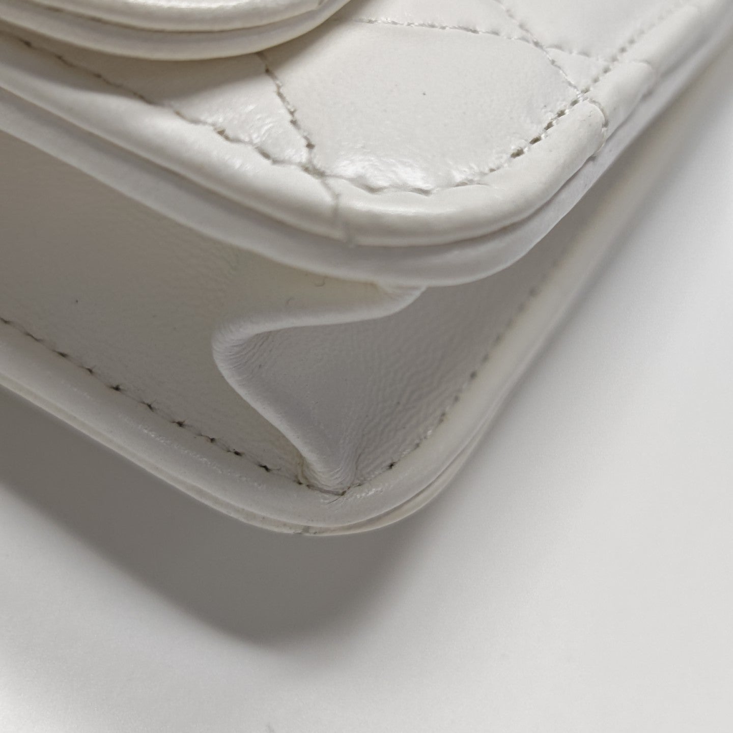 Quilted Lambskin Shoulder Bag White