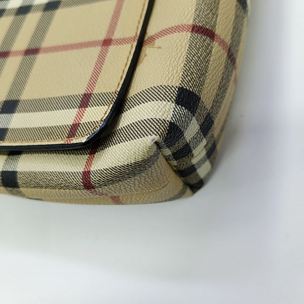 Coated Canvas Top Handle Bag Beige