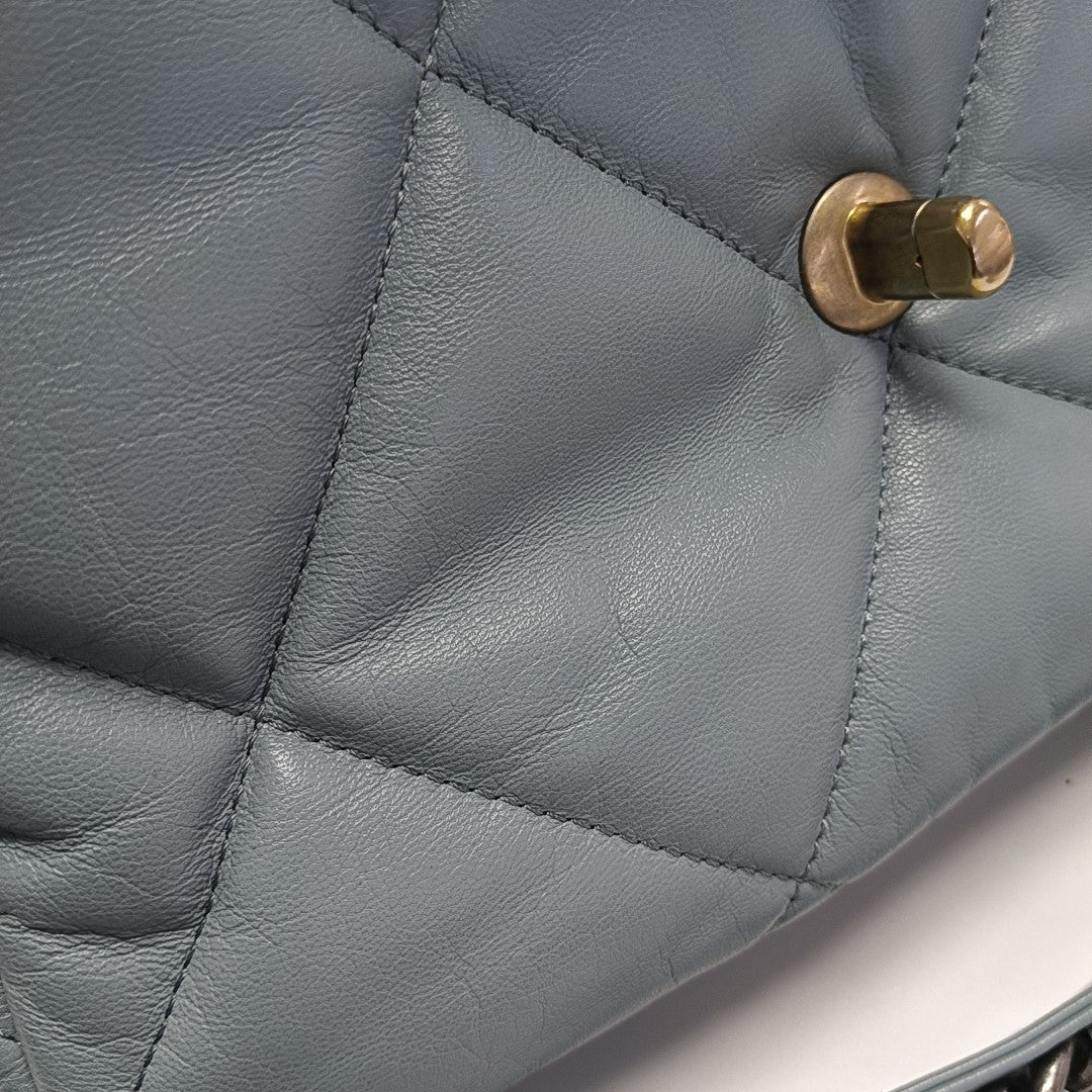 CHANEL 19 Large Quilted Lambskin Blue