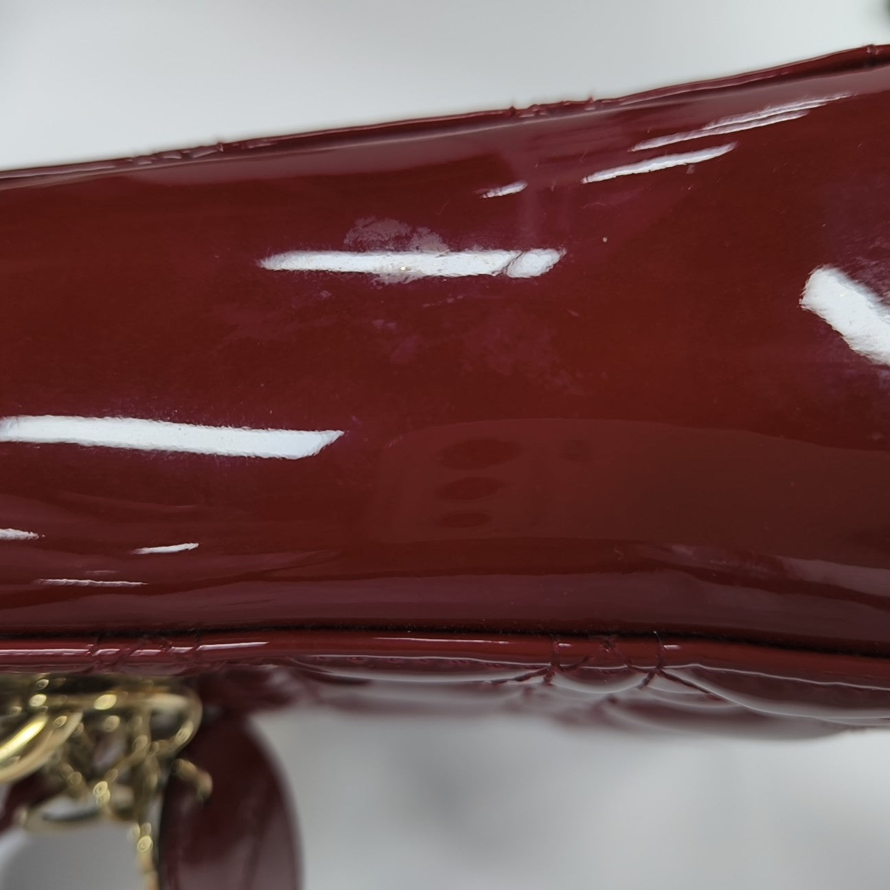 Lady Dior Mini Cannage Patent Calfskin Red