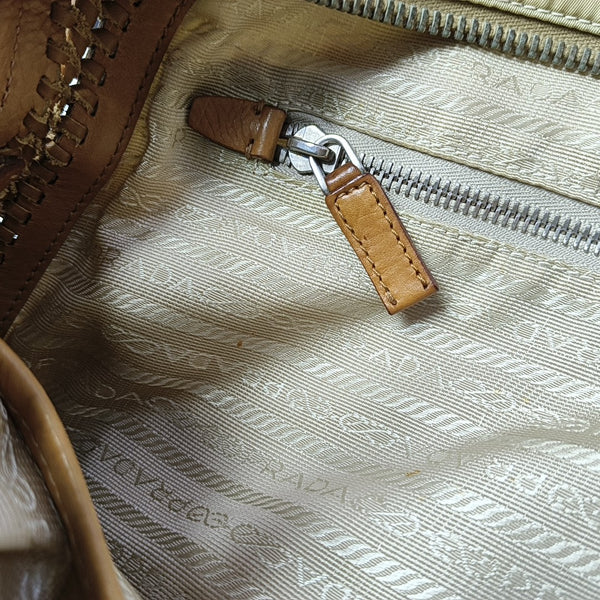 Fabric Top Handle Bag Beige
