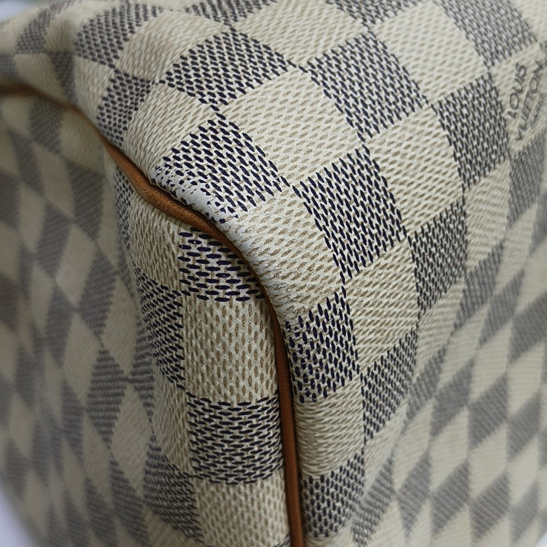 SPEEDY 30 Damier Azur Coated Canvas White