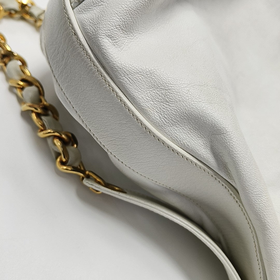 DRAWSTRING Quilted Calfskin White