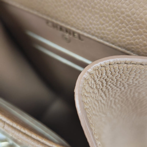 DOUBLE CC Quilted Grained Calfskin Brown