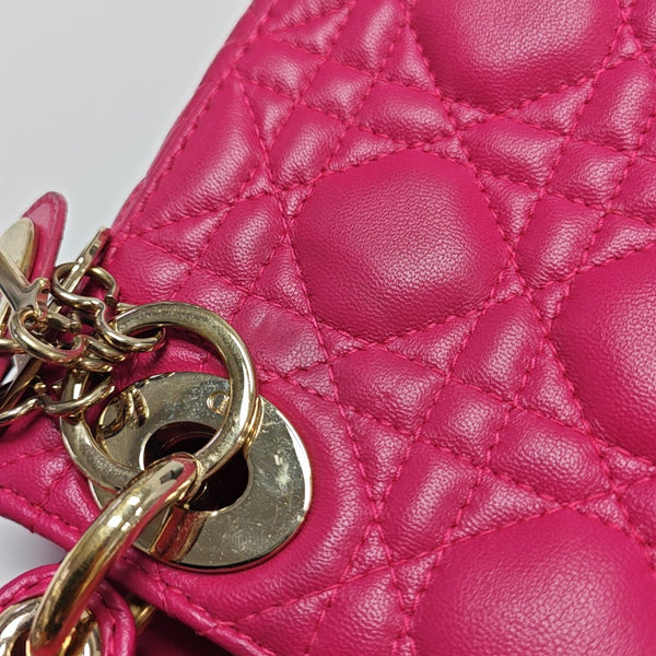 Lady Dior Mini Cannage Lambskin Red