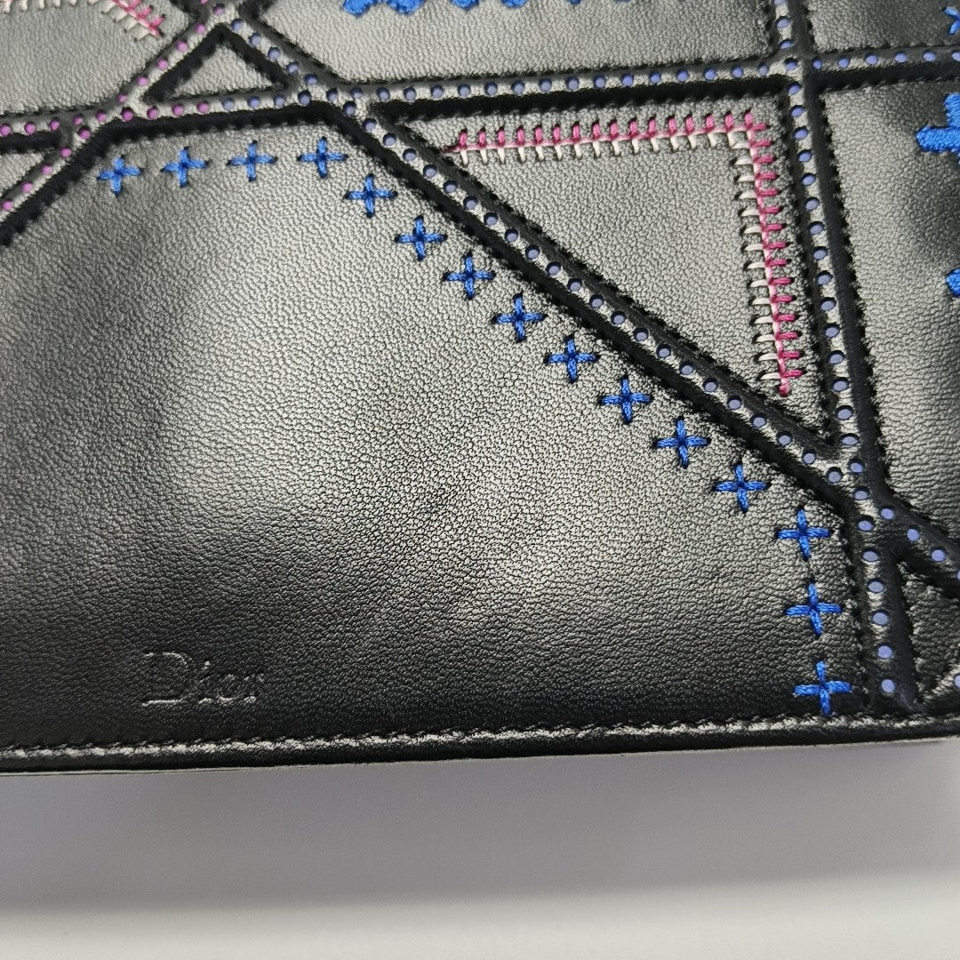 Cannage Calfskin Shoulder Bag Black