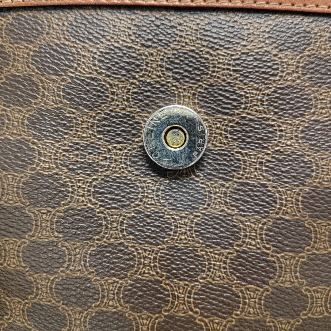 Coated Canvas Top Handle Bag Brown