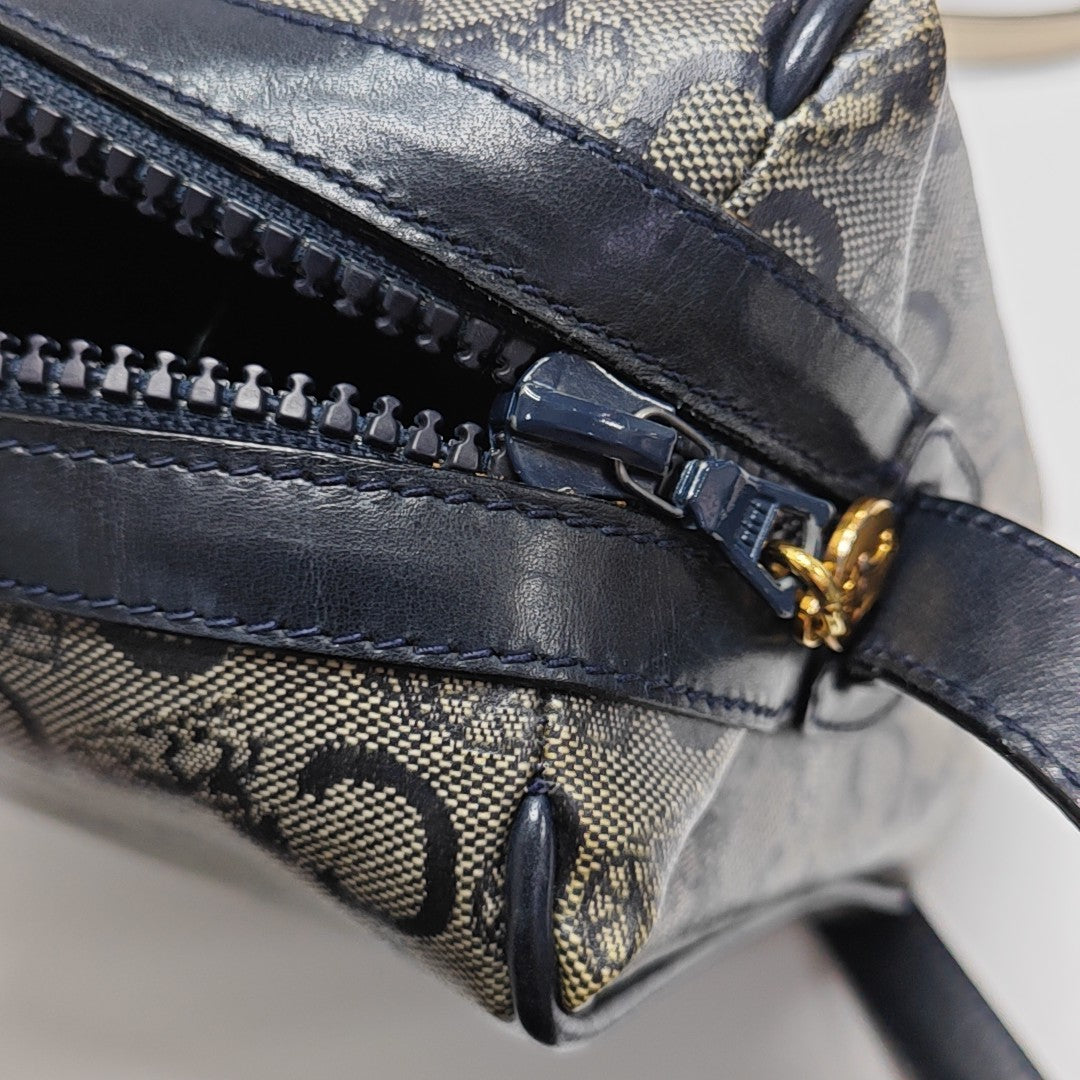 Coated Canvas Shoulder Bag Blue