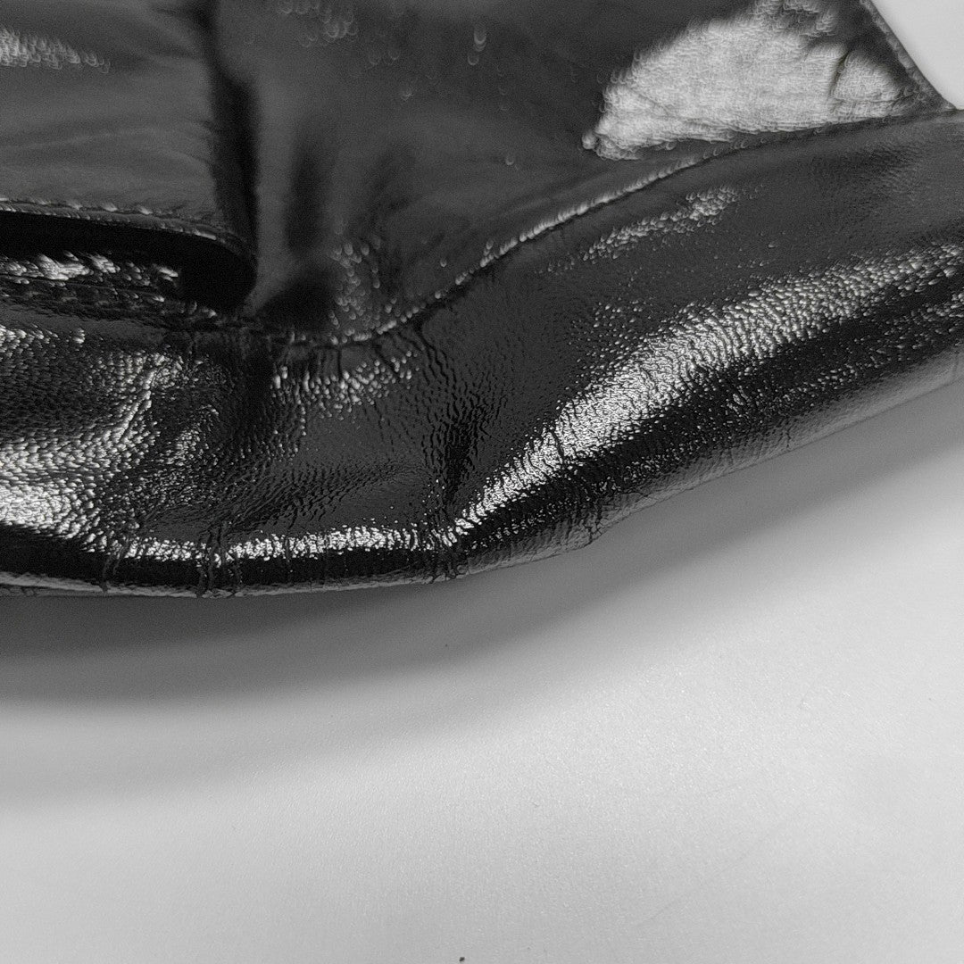 Patent Leather Top Handle Bag Black