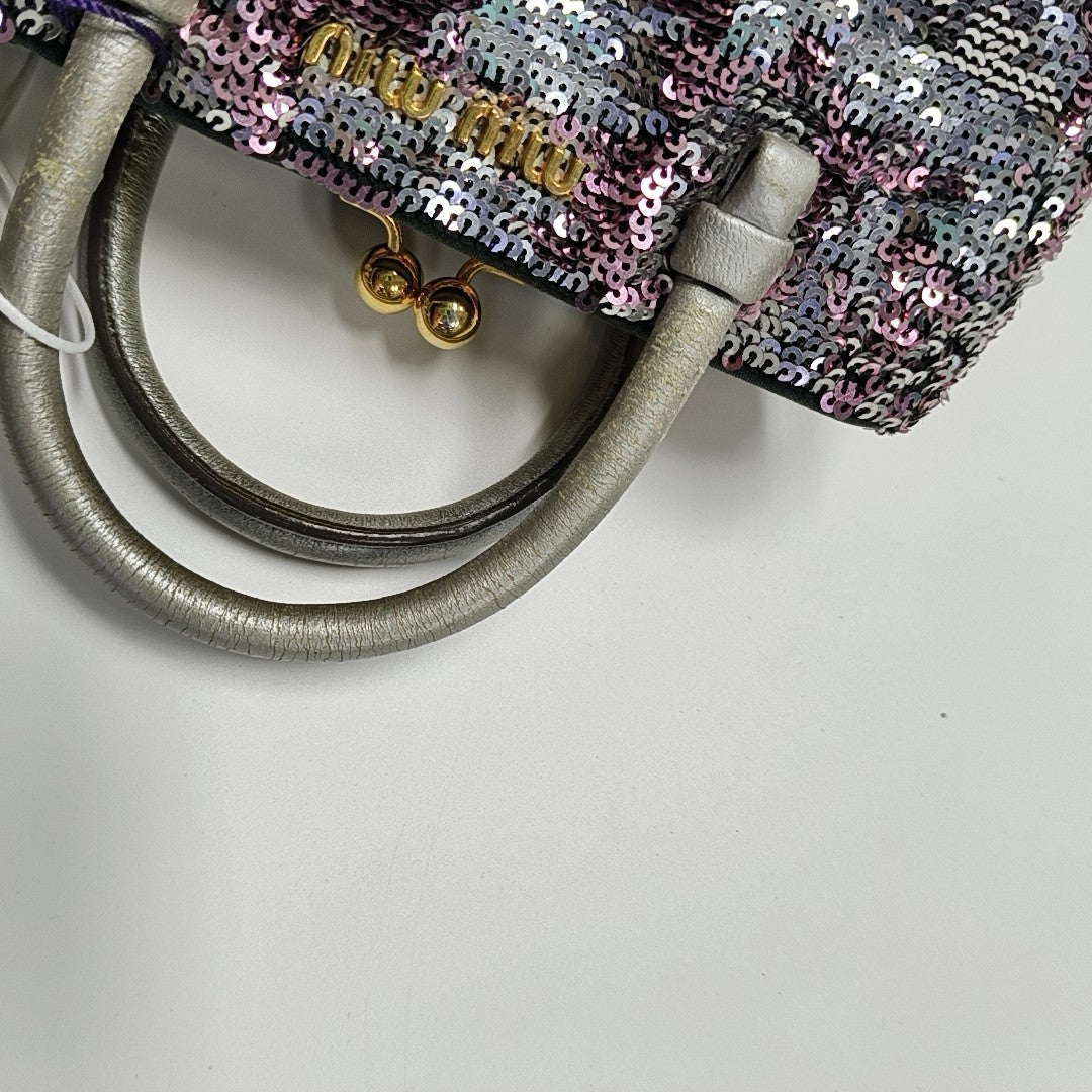 Special Material Top Handle Bag Silver