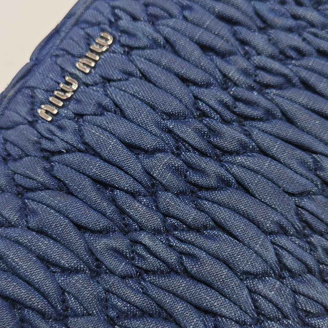 Quilted Fabric Shoulder Bag Blue