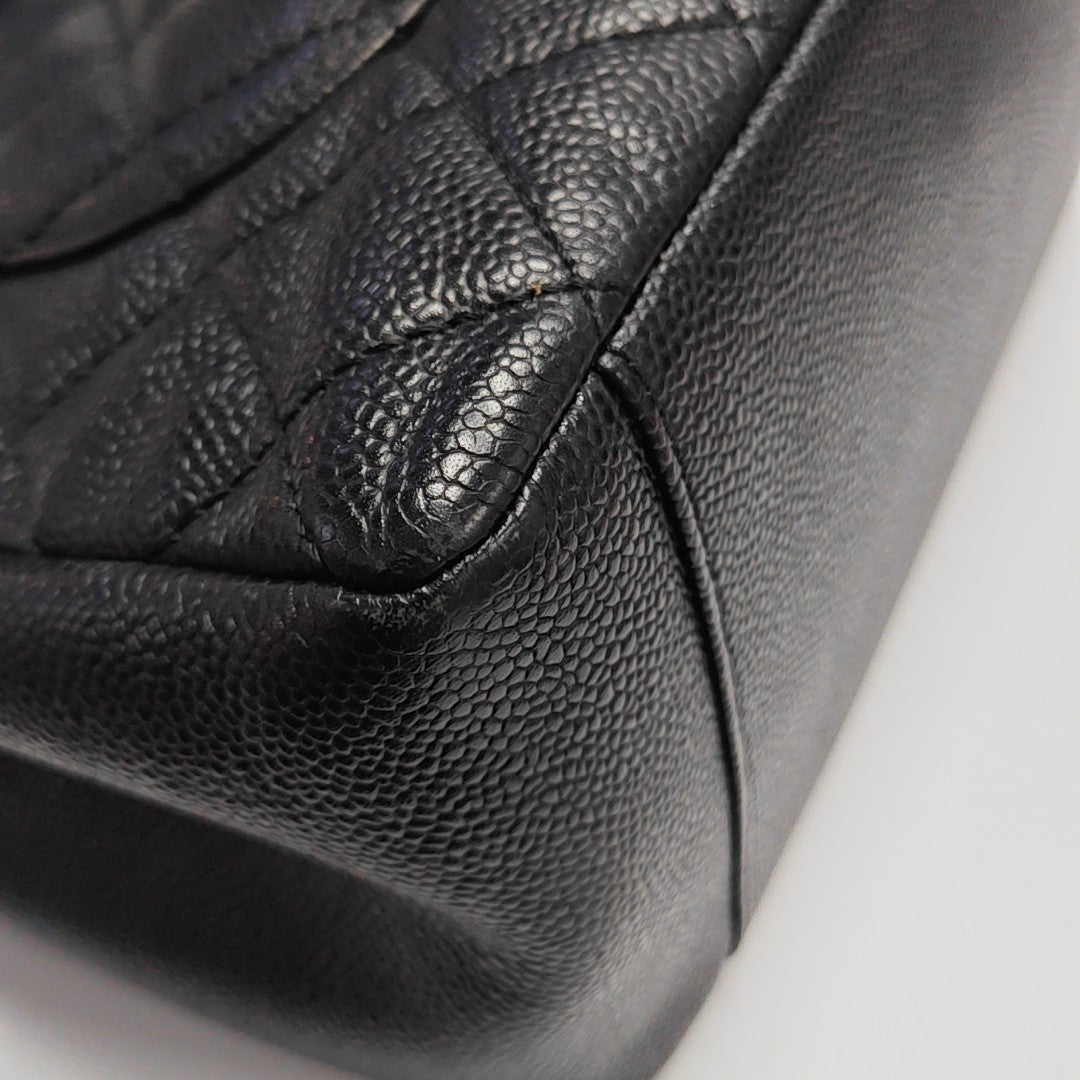 CHANEL GST Large Quilted Grained Calfskin Black