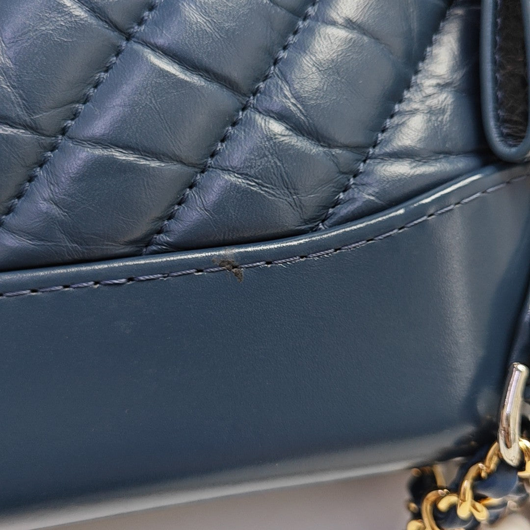 GABRIELLE Small Chevron Calfskin Blue