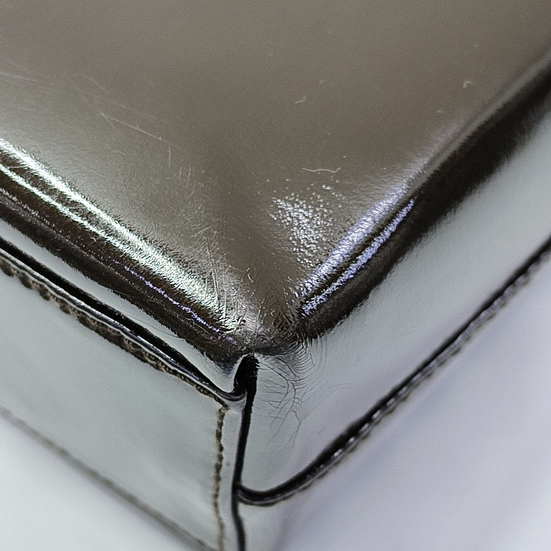 Patent Leather Shoulder Bag Brown