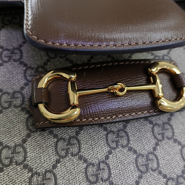 Horsebit 1955 Medium Monogram Coated Canvas Beige