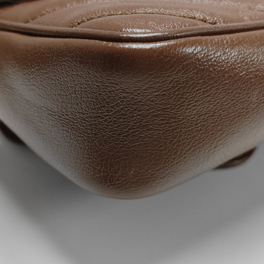 GG Marmont Mini Quilted Calfskin Brown