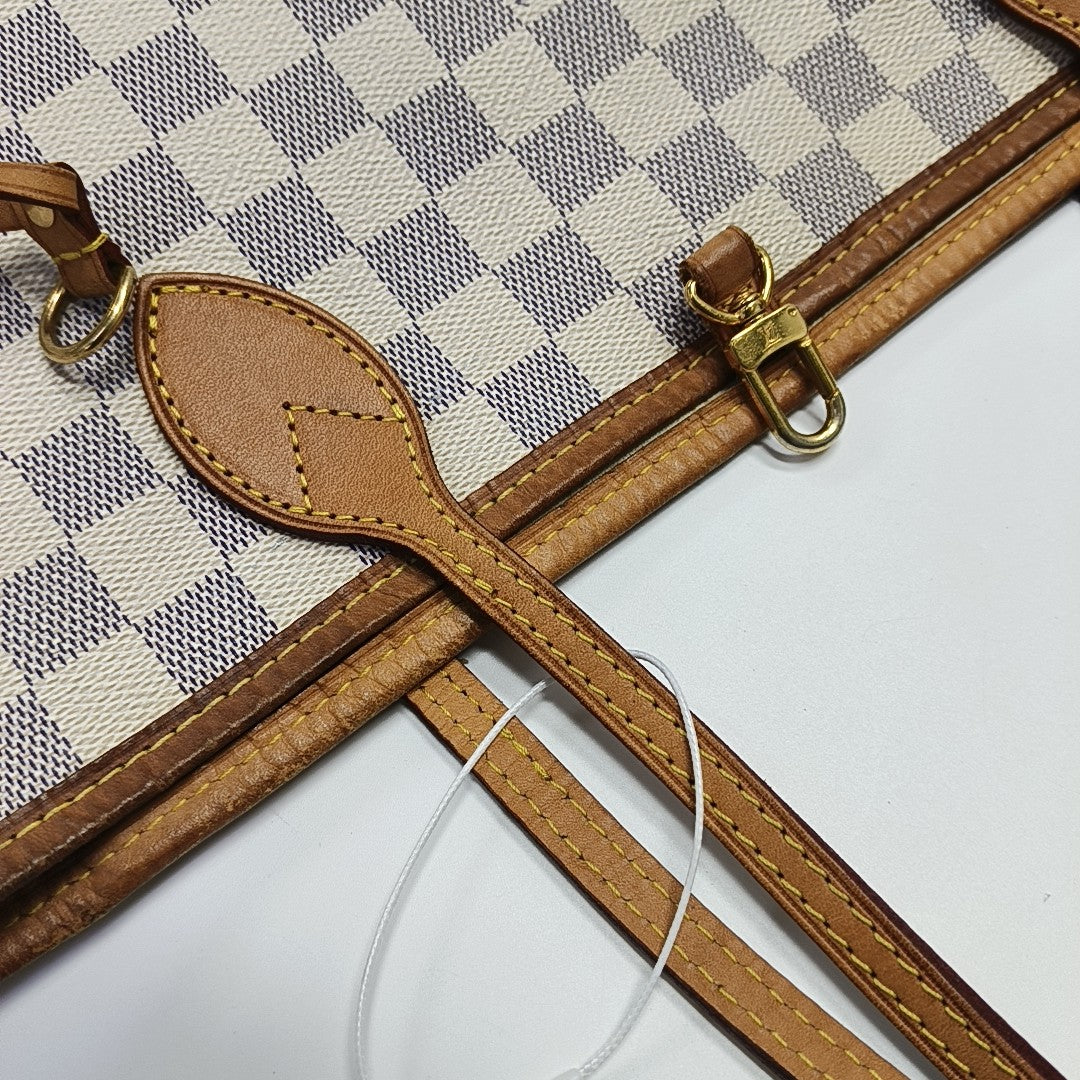 NEVERFULL MM Damier Azur Coated Canvas Beige