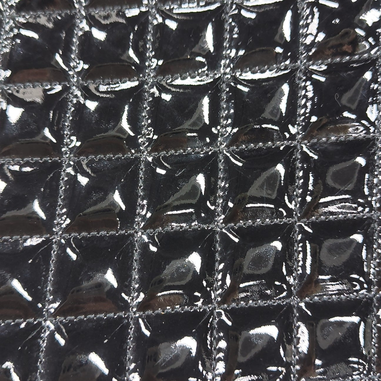 Quilted Patent Leather Tote Bag Black