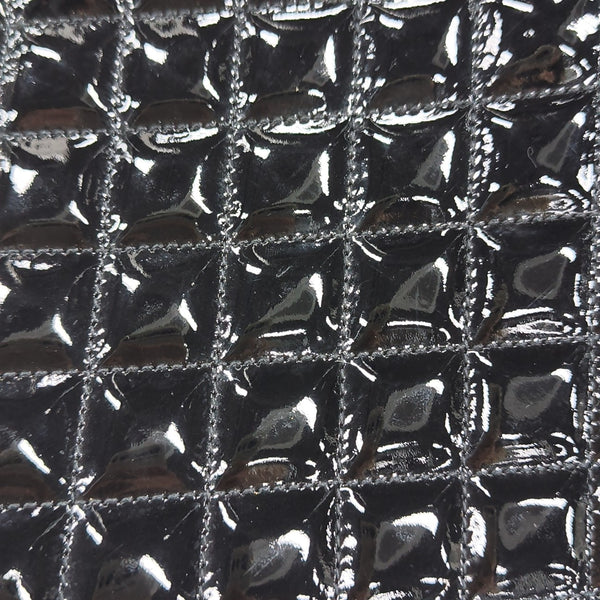 Quilted Patent Leather Tote Bag Black