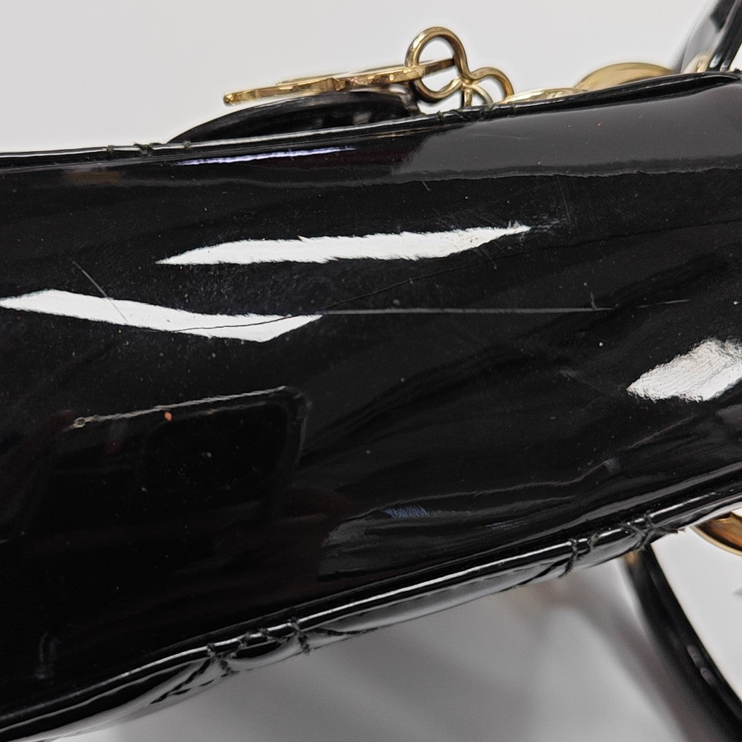Lady Dior Mini Quilted Patent Leather Black