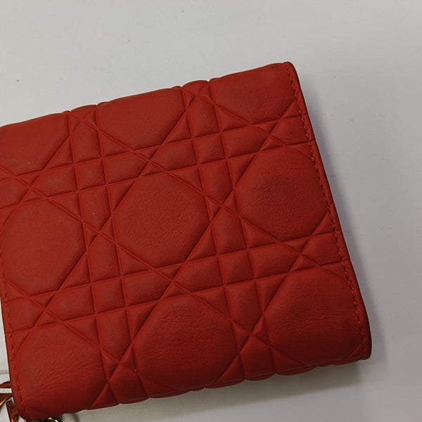 Lady Dior Cannage Calfskin Orange Wallet