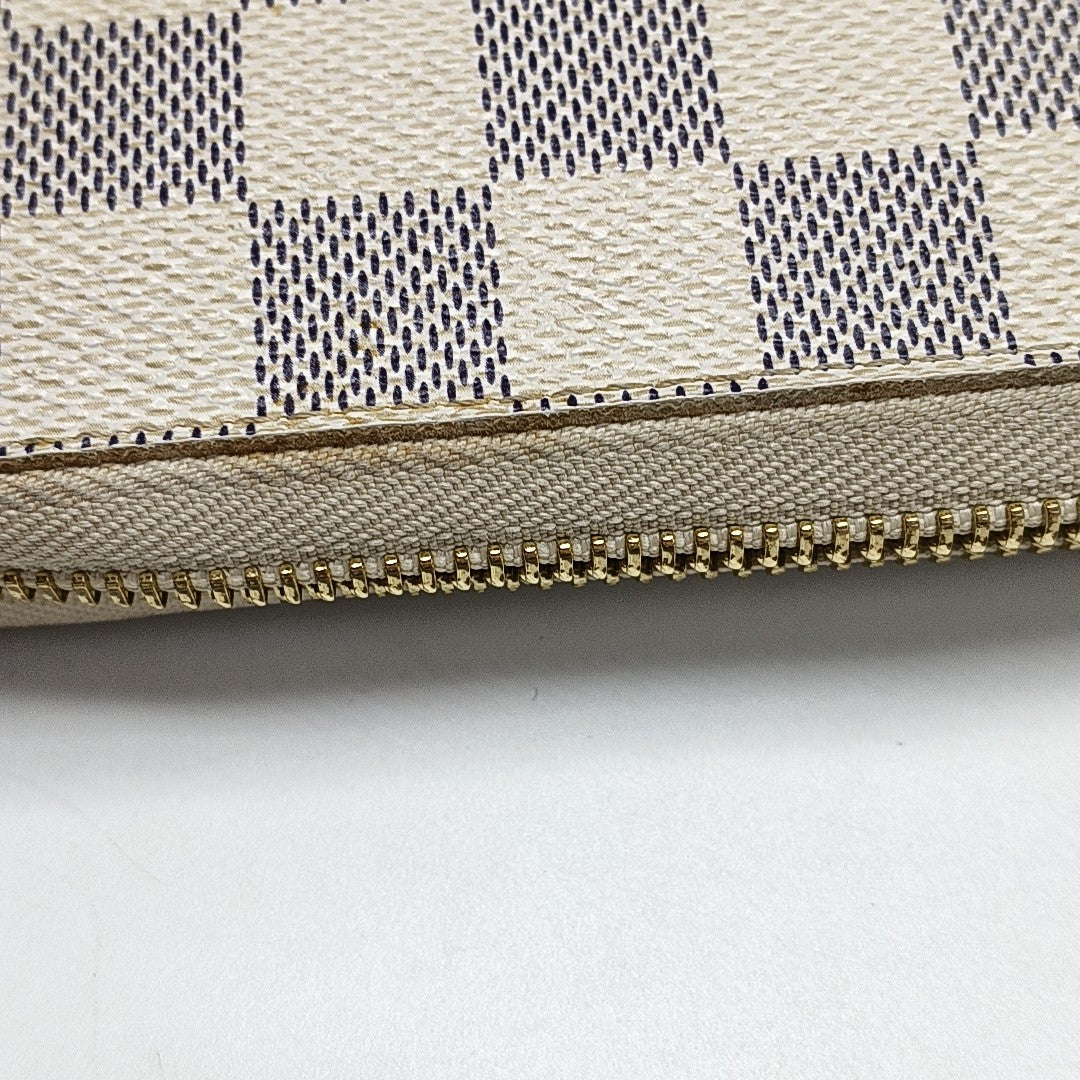 ZIPPY Damier Azur Coated Canvas White Wallet