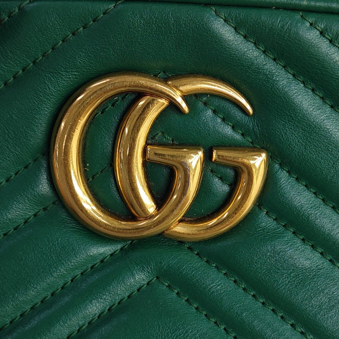GG Marmont Small Quilted Calfskin Green