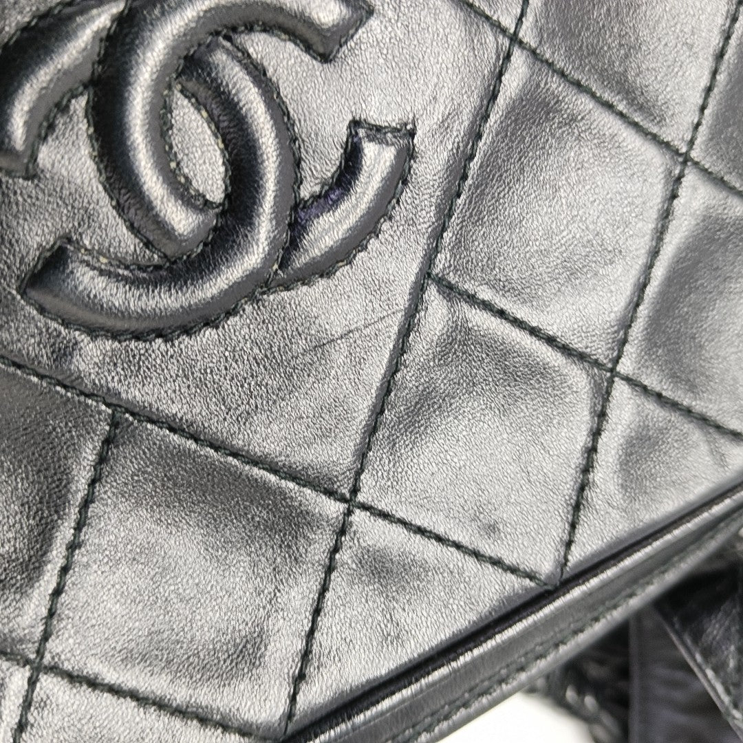 Quilted Lambskin Shoulder Bag Black